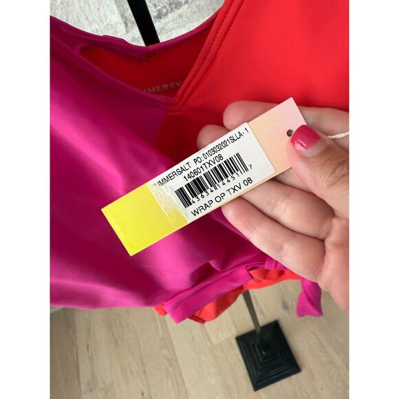 Summersalt Women's Hibiscus & Grapefruit The Perfect Wrap One-Piece Size 8 - Picture 10 of 10